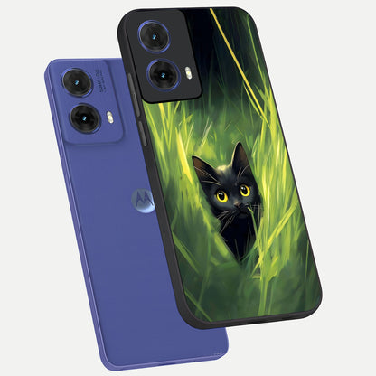  Hidden Cat Whisper phone case For Moto G85 showing premium glass back cover with detailed artwork