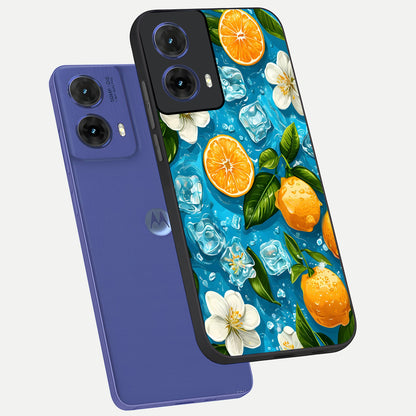  Ice Cube With Orange phone case For Moto G85 showing premium glass back cover with detailed artwork