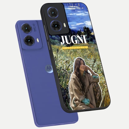 Jugni Soul Vibes phone case For Moto G85 showing premium glass back cover with detailed artwork
