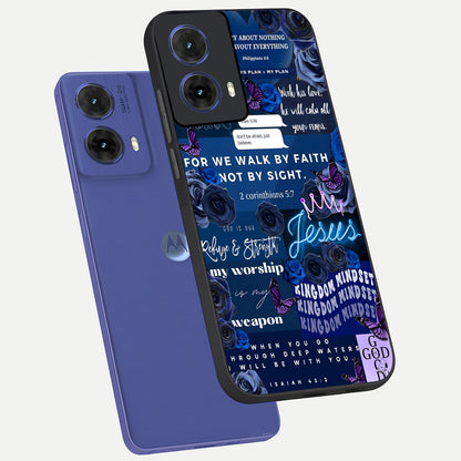  Kingdom Faith Glow phone case For Moto G85 showing premium glass back cover with detailed artwork