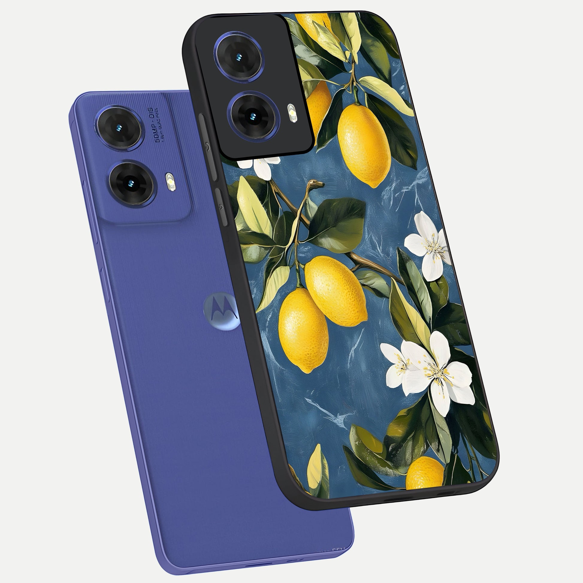  Lemon Dream Garden phone case For Moto G85 showing premium glass back cover with detailed artwork