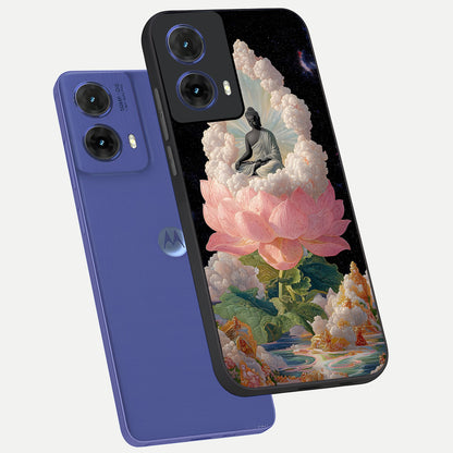  Lotus Divine Peace phone case For Moto G85 showing premium glass back cover with detailed artwork