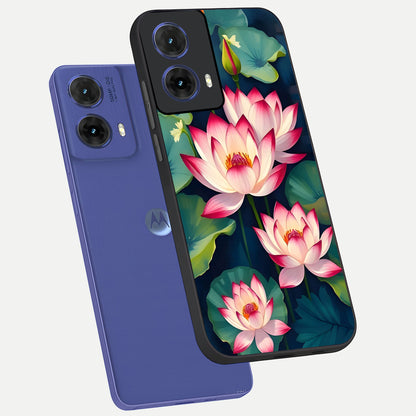  Lotus Dream Serenity phone case For Moto G85 showing premium glass back cover with detailed artwork