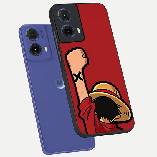  Luffy X Spirit phone case For Moto G85 showing premium glass back cover with detailed artwork