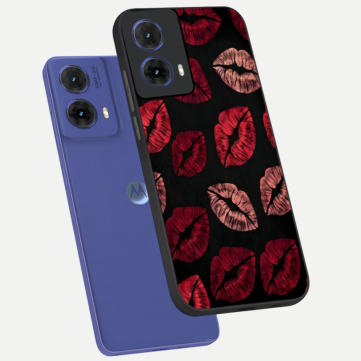  Midnight Kiss Love phone case For Moto G85 showing premium glass back cover with detailed artwork