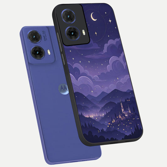  Minimal Night View phone case For Moto G85 showing premium glass back cover with detailed artwork