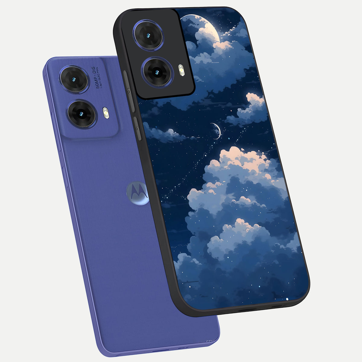  Moon Dream Haze phone case For Moto G85 showing premium glass back cover with detailed artwork