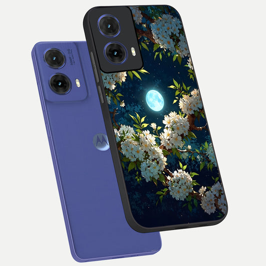  Moonlit Blossom Dream phone case For Moto G85 showing premium glass back cover with detailed artwork