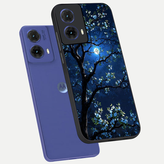  Mystic Floral Night phone case For Moto G85 showing premium glass back cover with detailed artwork