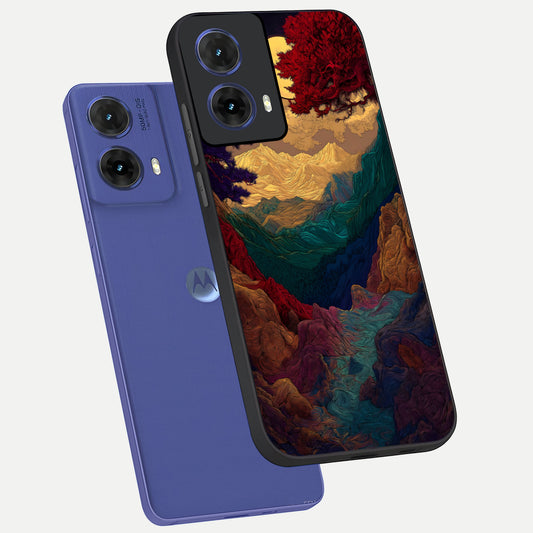  Mystic Valley Light phone case For Moto G85 showing premium glass back cover with detailed artwork
