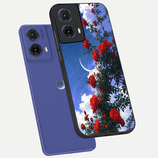  Rose Drift Flowers phone case For Moto G85 showing premium glass back cover with detailed artwork