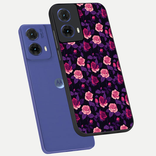  Rose Garden Twilight phone case For Moto G85 showing premium glass back cover with detailed artwork