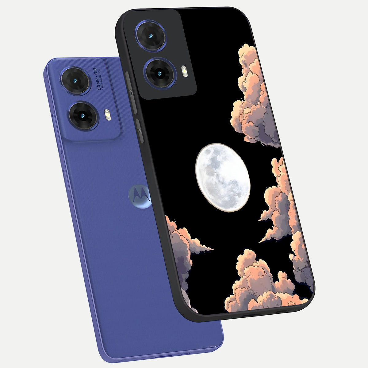  Shade Cloud Moon phone case For Moto G85 showing premium glass back cover with detailed artwork