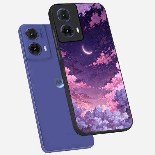 Sky Drift Clouds phone case For Moto G85 showing premium glass back cover with detailed artwork