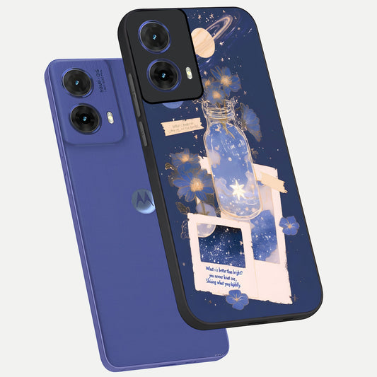  Starlit Cosmic Jar phone case For Moto G85 showing premium glass back cover with detailed artwork