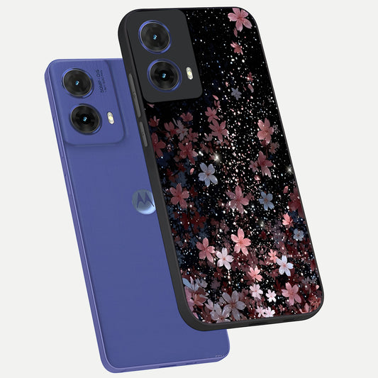  Starlit Flower Dreams phone case For Moto G85 showing premium glass back cover with detailed artwork