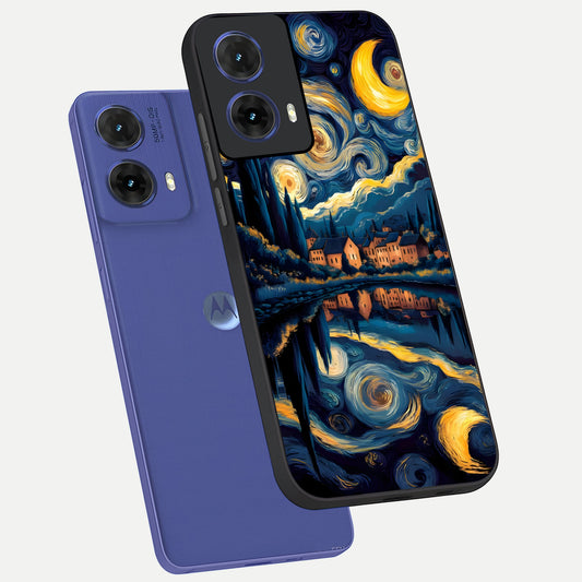  Starry Sky Serenity phone case For Moto G85 showing premium glass back cover with detailed artwork