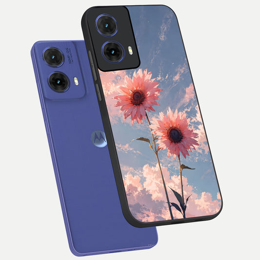  Sun Moon Balance phone case For Moto G85 showing premium glass back cover with detailed artwork