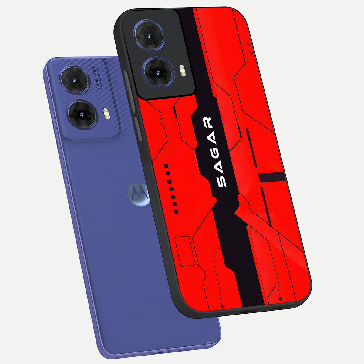  Voltage Rise CYBERPUNK Custom Name phone case For Moto G85 showing premium custom name glass back cover