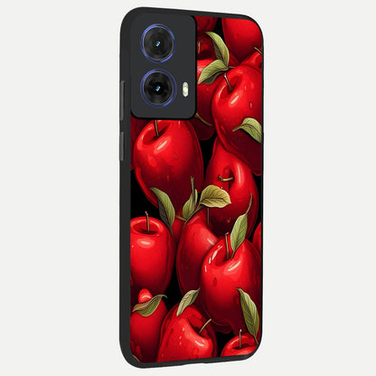  Apple Pattern back cover For Moto G85 slim fit glass case with vibrant aesthetic design