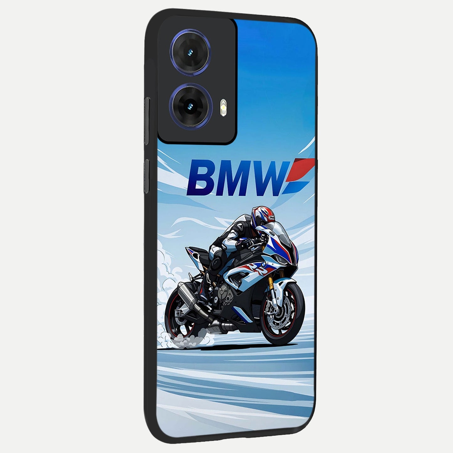  BMW Power Drift back cover For Moto G85 slim fit glass case with vibrant aesthetic design