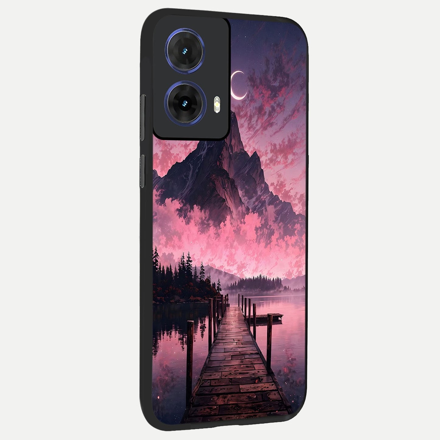  Beautiful Mountain View back cover For Moto G85 slim fit glass case with vibrant aesthetic design