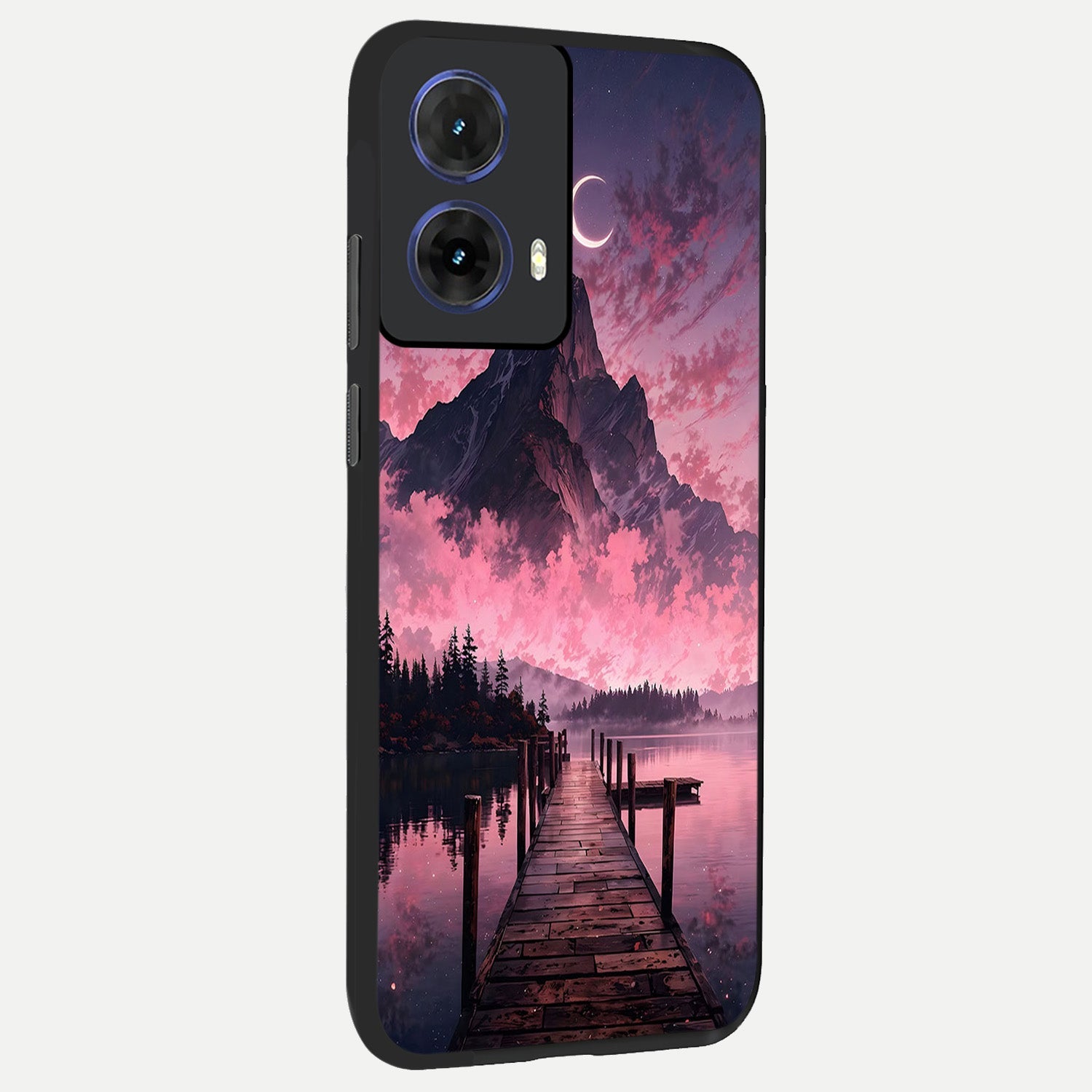  Beautiful Mountain View back cover For Moto G85 slim fit glass case with vibrant aesthetic design