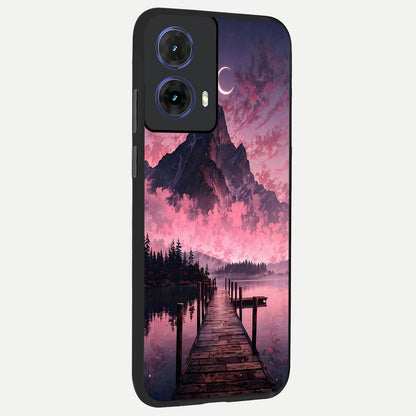  Beautiful Mountain View back cover For Moto G85 slim fit glass case with vibrant aesthetic design