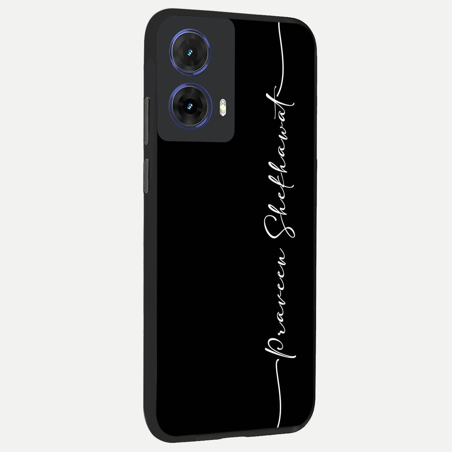  Black Tune Custom Name back cover For Moto G85 slim fit glass case with vibrant aesthetic design