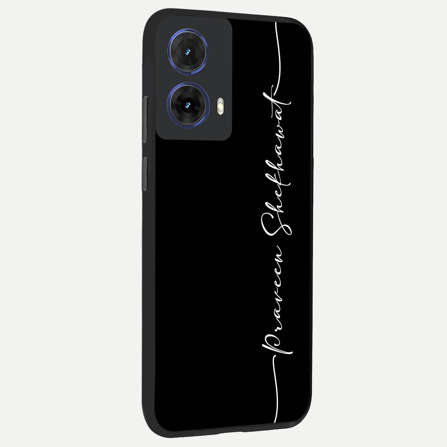  Black Tune Custom Name back cover For Moto G85 slim fit glass case with vibrant aesthetic design