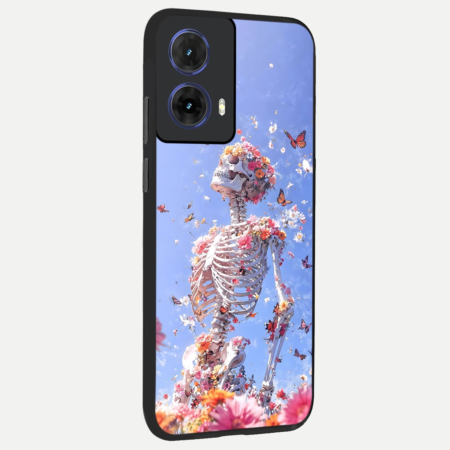  Bloom Beyond Bones back cover For Moto G85 slim fit glass case with vibrant aesthetic design