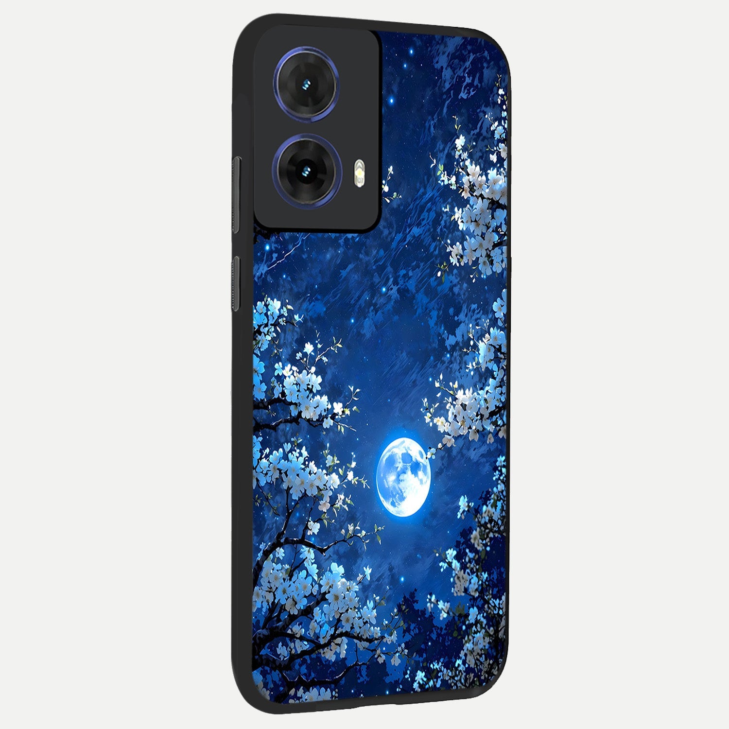  Blossom Moonlight Sky back cover For Moto G85 slim fit glass case with vibrant aesthetic design