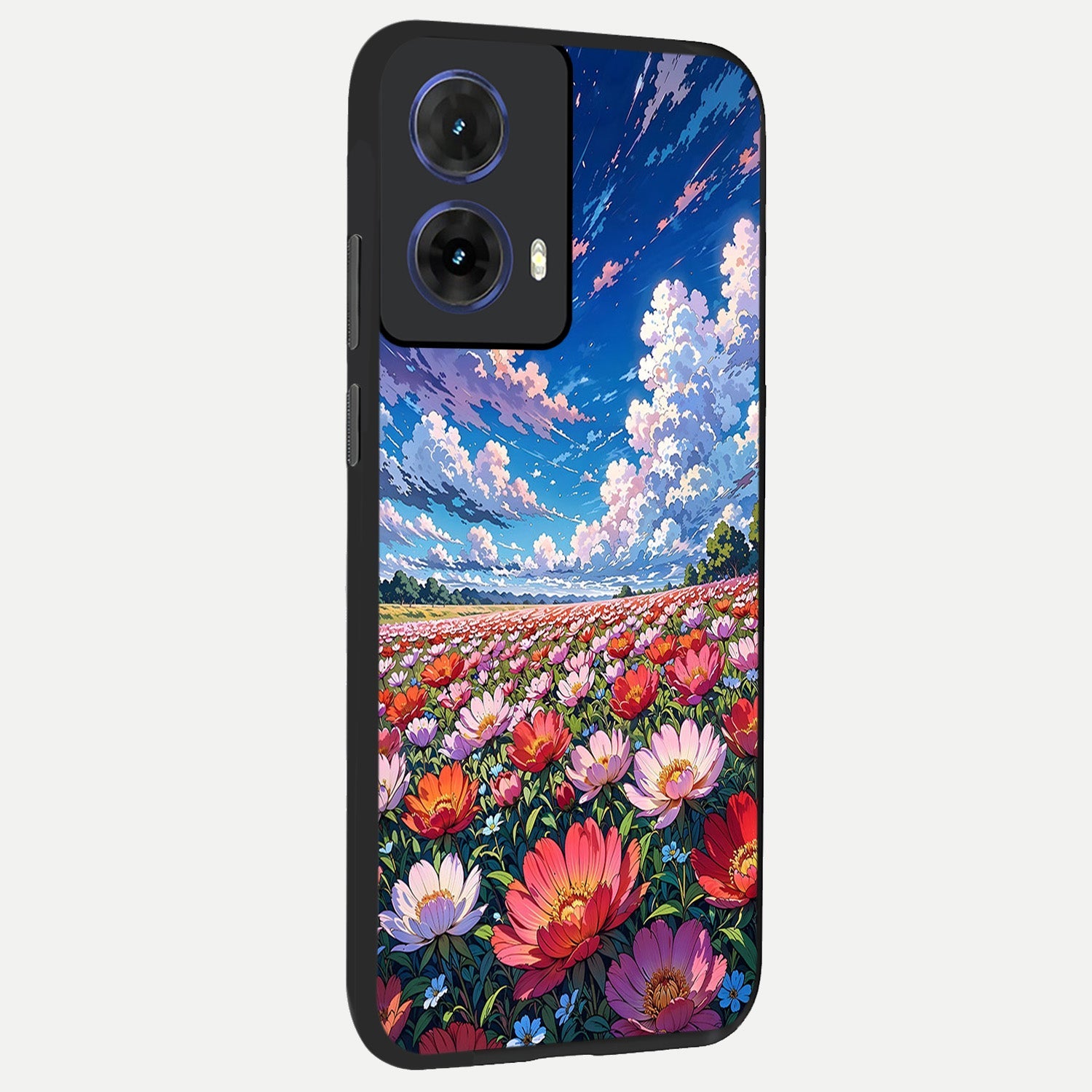  Blossom Sky Field back cover For Moto G85 slim fit glass case with vibrant aesthetic design