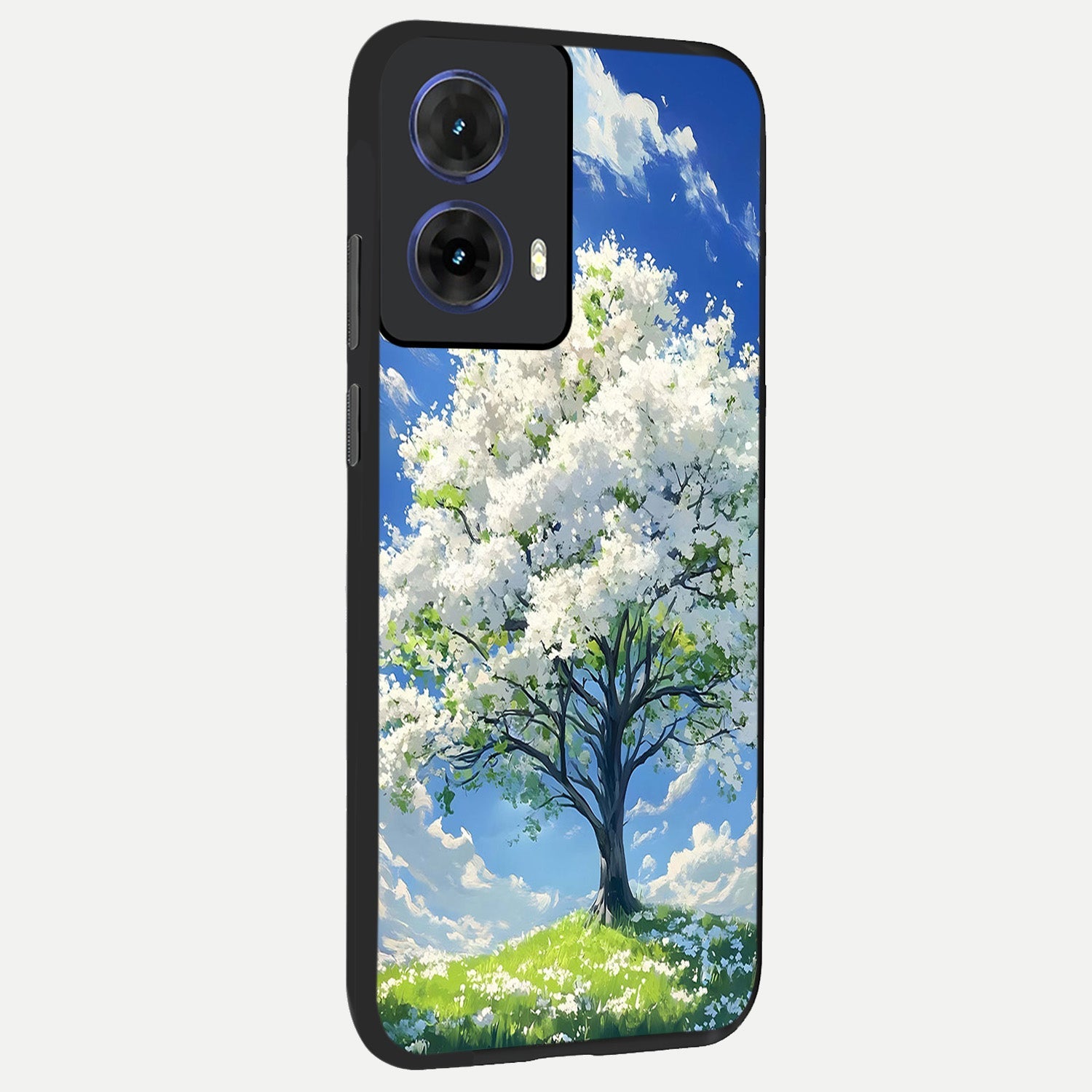  Blossom Sky Serenity back cover For Moto G85 slim fit glass case with vibrant aesthetic design