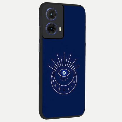  Blue Evil Eye back cover For Moto G85 slim fit glass case with vibrant aesthetic design