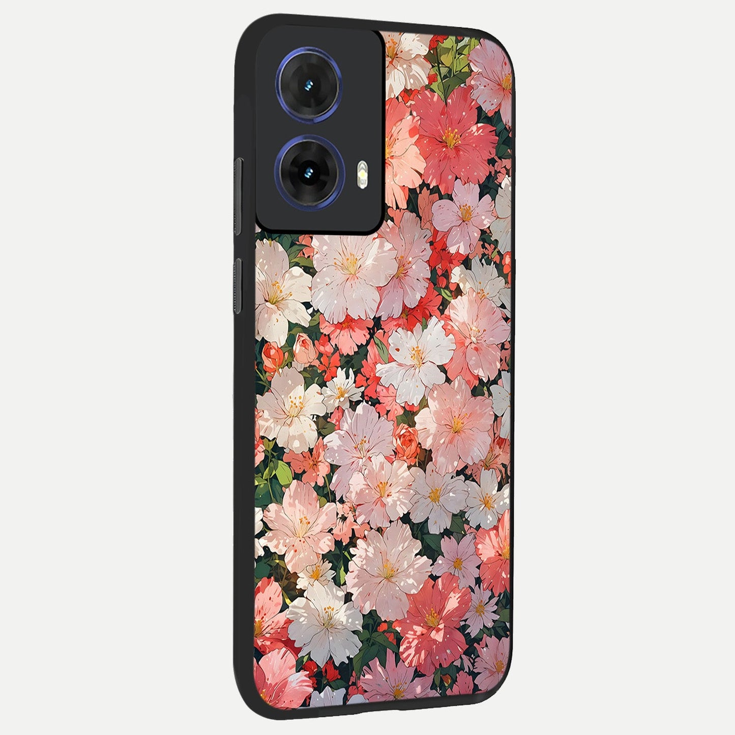  Blush Bloom Field back cover For Moto G85 slim fit glass case with vibrant aesthetic design