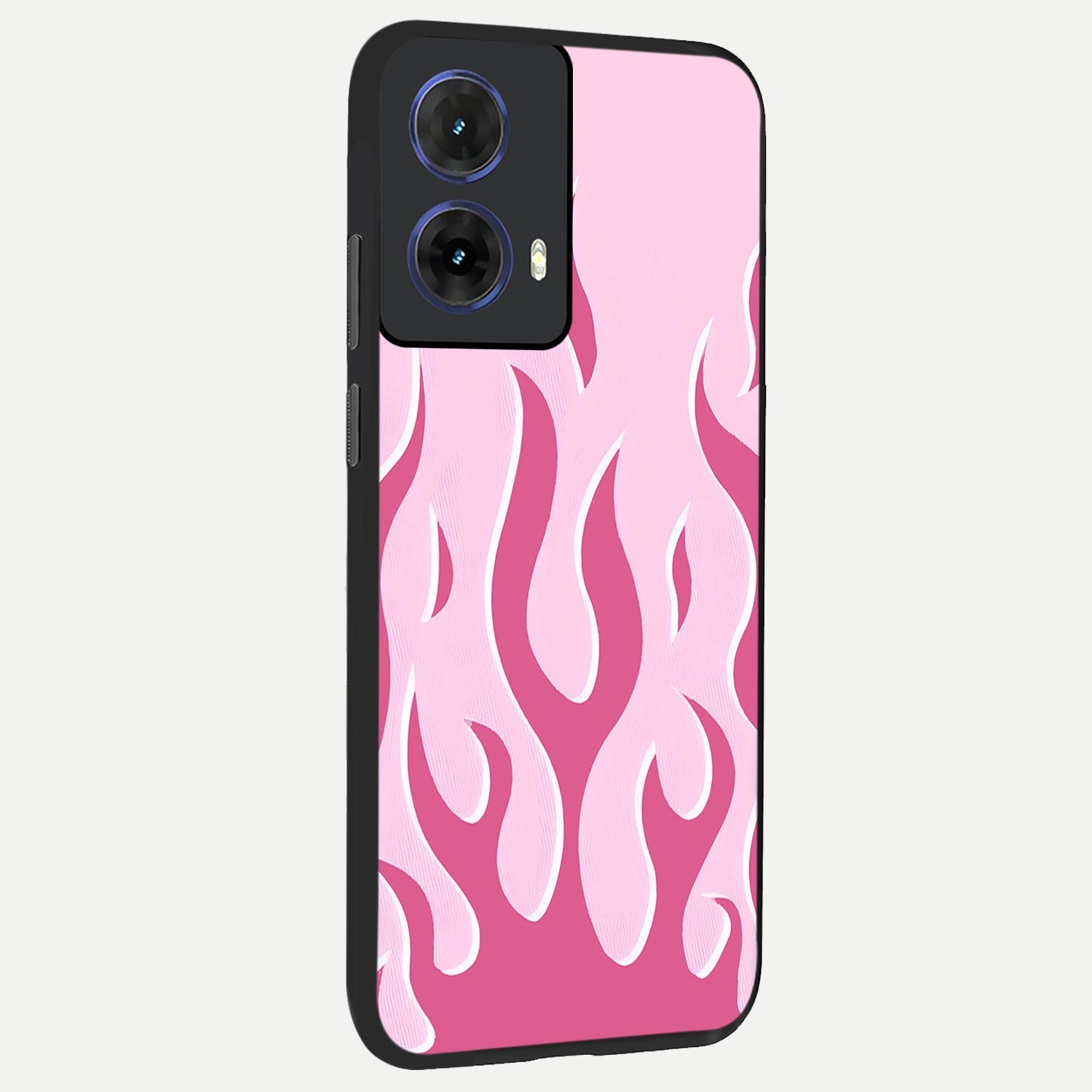  Blush Flame Energy back cover For Moto G85 slim fit glass case with vibrant aesthetic design