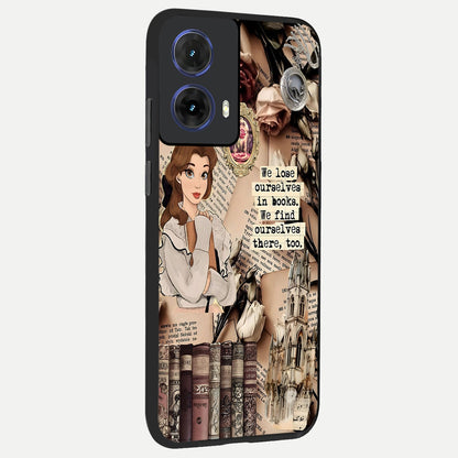  Bookish Dream World back cover For Moto G85 slim fit glass case with vibrant aesthetic design