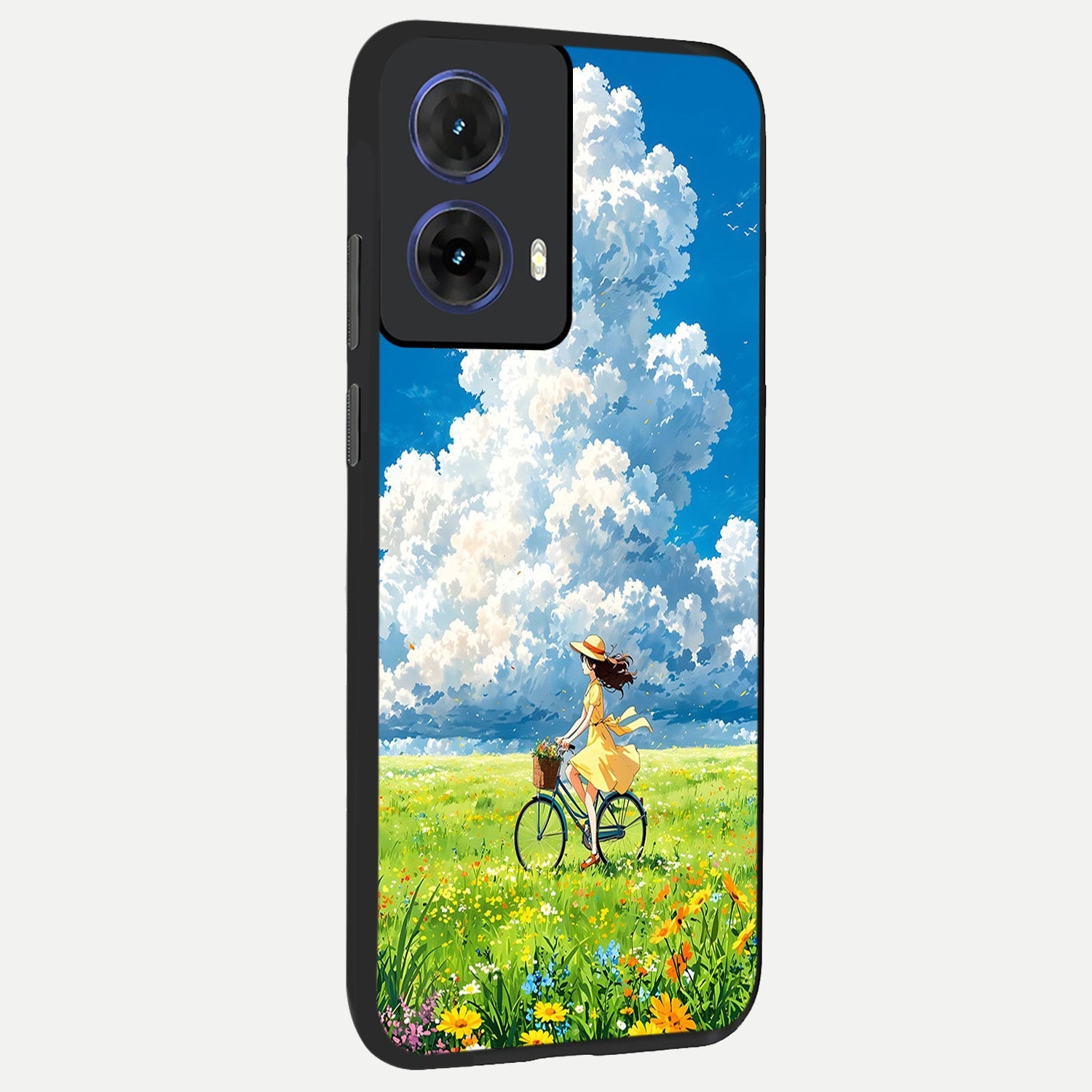  Breezy Meadow Ride back cover For Moto G85 slim fit glass case with vibrant aesthetic design