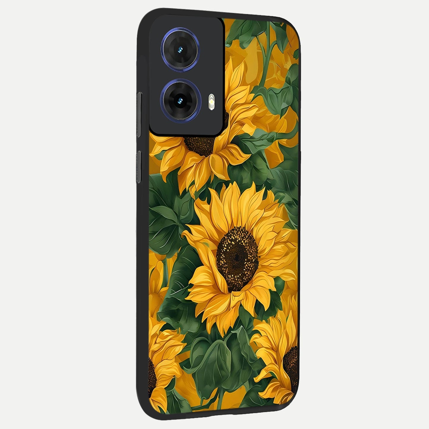  Bright Sunflower Bloom back cover For Moto G85 slim fit glass case with vibrant aesthetic design