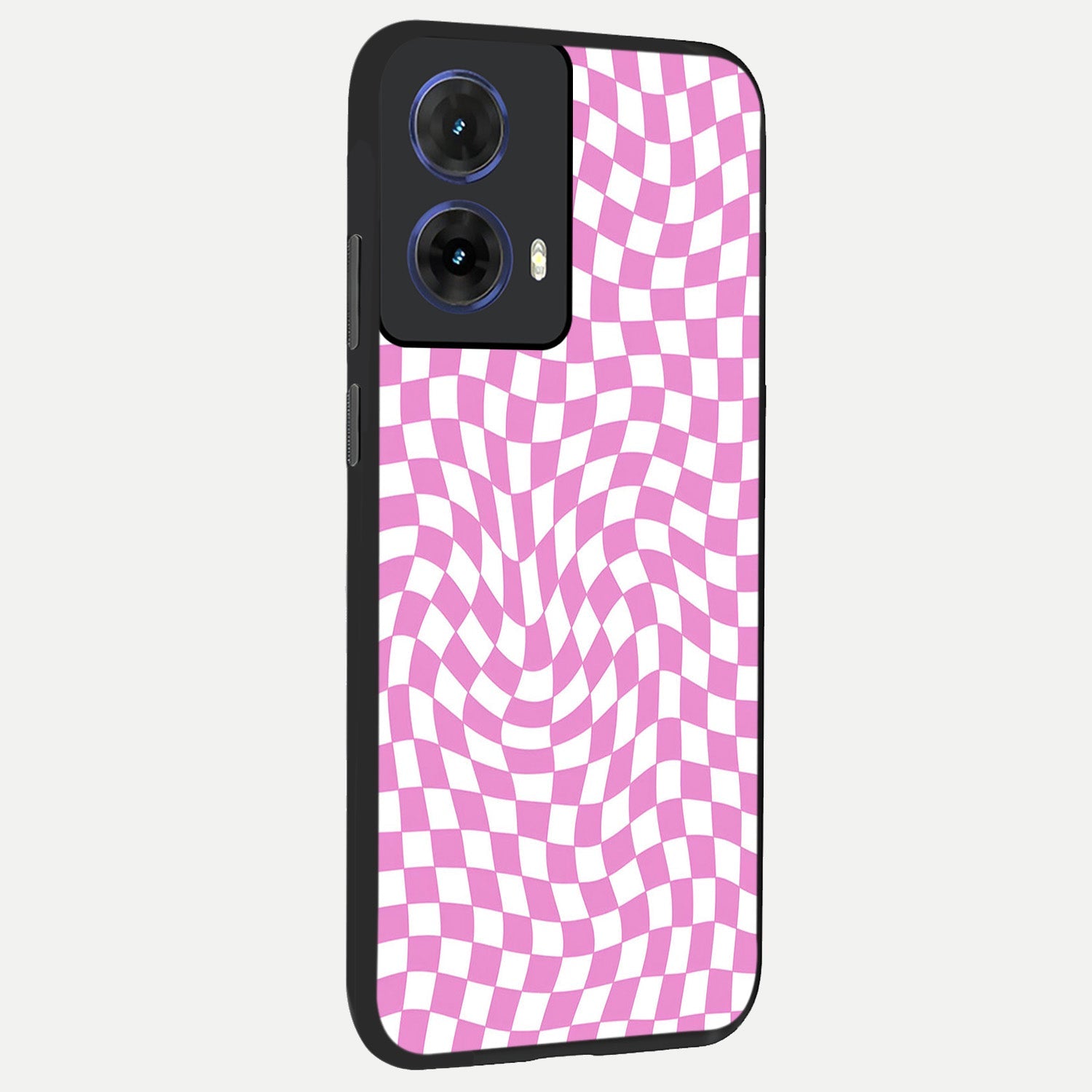  Bubblegum Check Wave back cover For Moto G85 slim fit glass case with vibrant aesthetic design