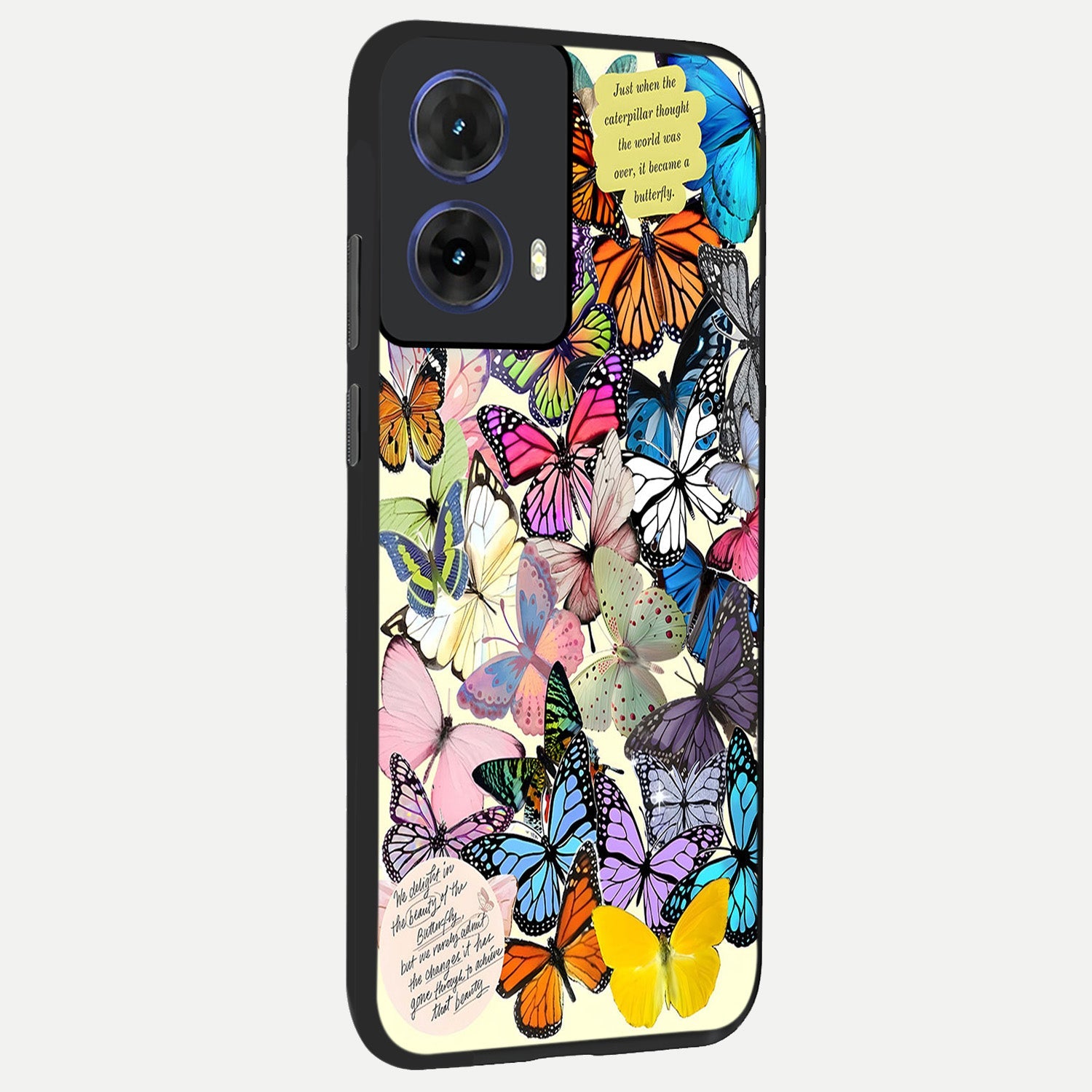  Butterflies Petal Dream back cover For Moto G85 slim fit glass case with vibrant aesthetic design
