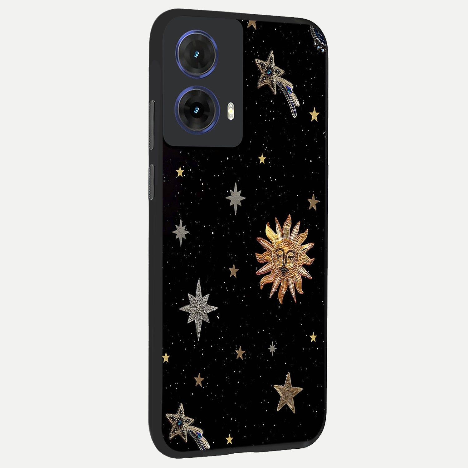  Celestial Moon With Stars back cover For Moto G85 slim fit glass case with vibrant aesthetic design