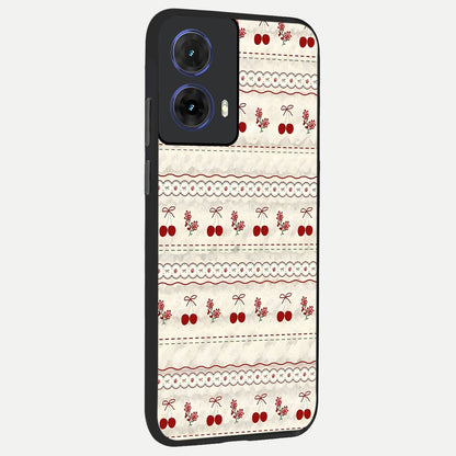  Cherry Bloom Charm back cover For Moto G85 slim fit glass case with vibrant aesthetic design