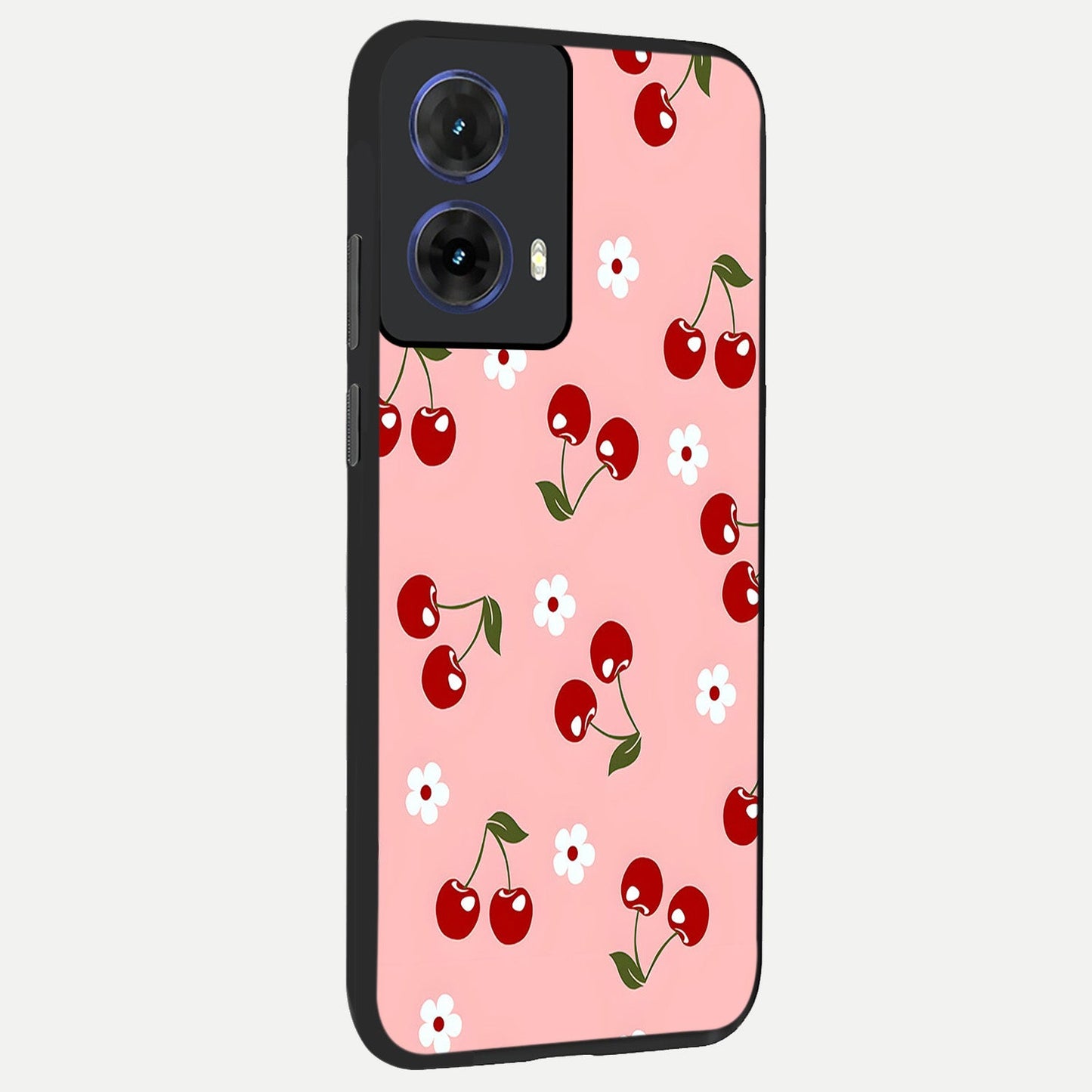  Cherry Love Mood back cover For Moto G85 slim fit glass case with vibrant aesthetic design