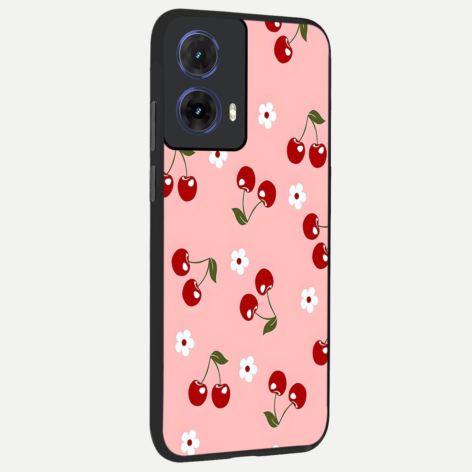  Cherry Love Mood back cover For Moto G85 slim fit glass case with vibrant aesthetic design