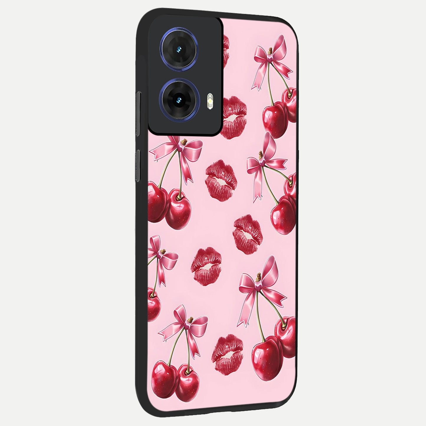  Cherry With Lips back cover For Moto G85 slim fit glass case with vibrant aesthetic design