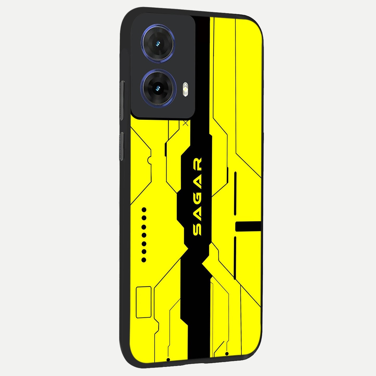  Circuit CYBERPUNK Custom Name back cover For Moto G85 slim fit glass case with vibrant aesthetic design