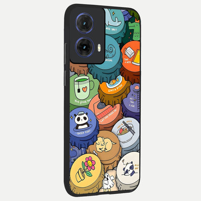  Coins Patterns back cover For Moto G85 slim fit glass case with vibrant aesthetic design
