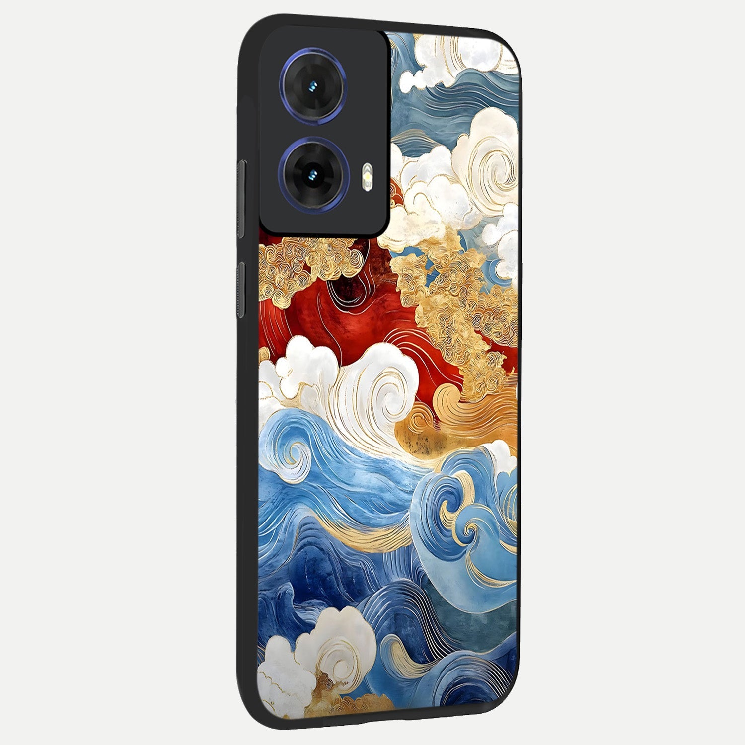  Colored Waves back cover For Moto G85 slim fit glass case with vibrant aesthetic design